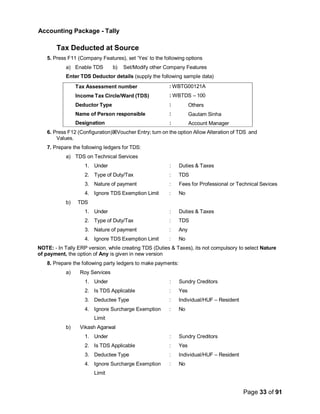 Accounting Tally Notes by SDK in Gurugram | PDF