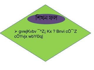 শিখন ফল
 gvwjKvbv ¯^Z¡ Kx ? Bnvi cÖ¯‘Z
cÖYvjx wbY©q|
 