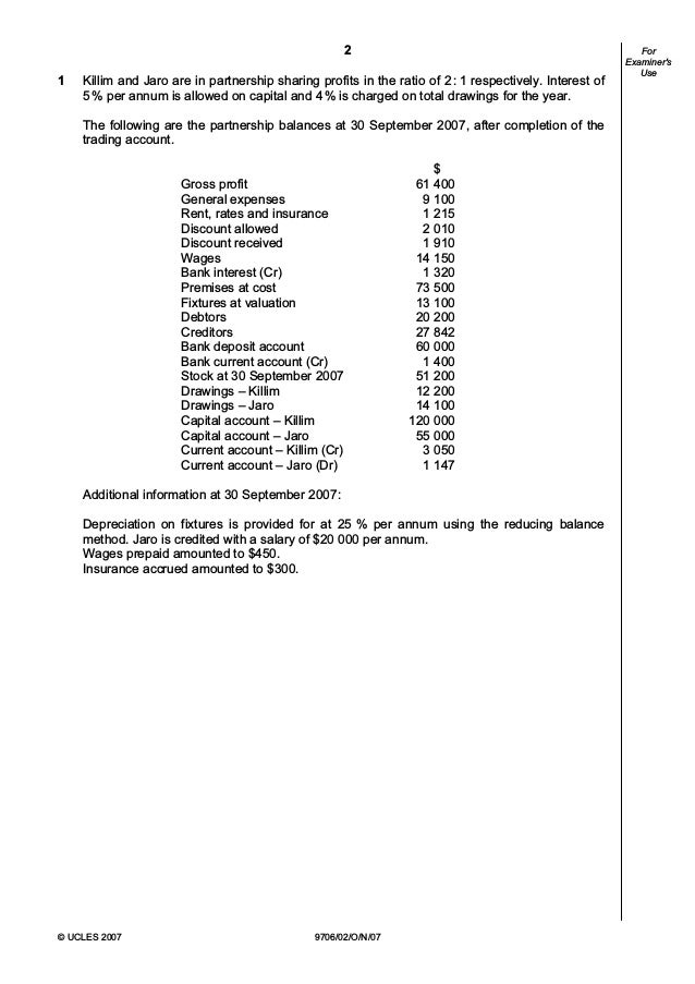 Accounting 970602 Paper 2 Structured Questions October November 2007