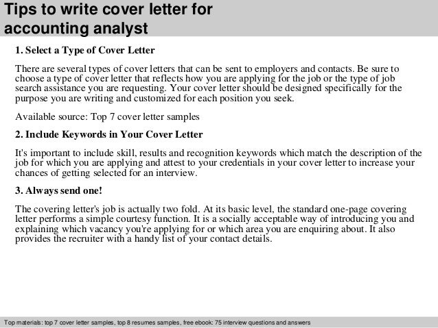 accounting analyst cover letter