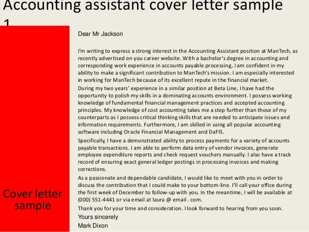 Accounting assistant cover letter