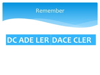 DC ADE LER DACE CLER
Remember
 