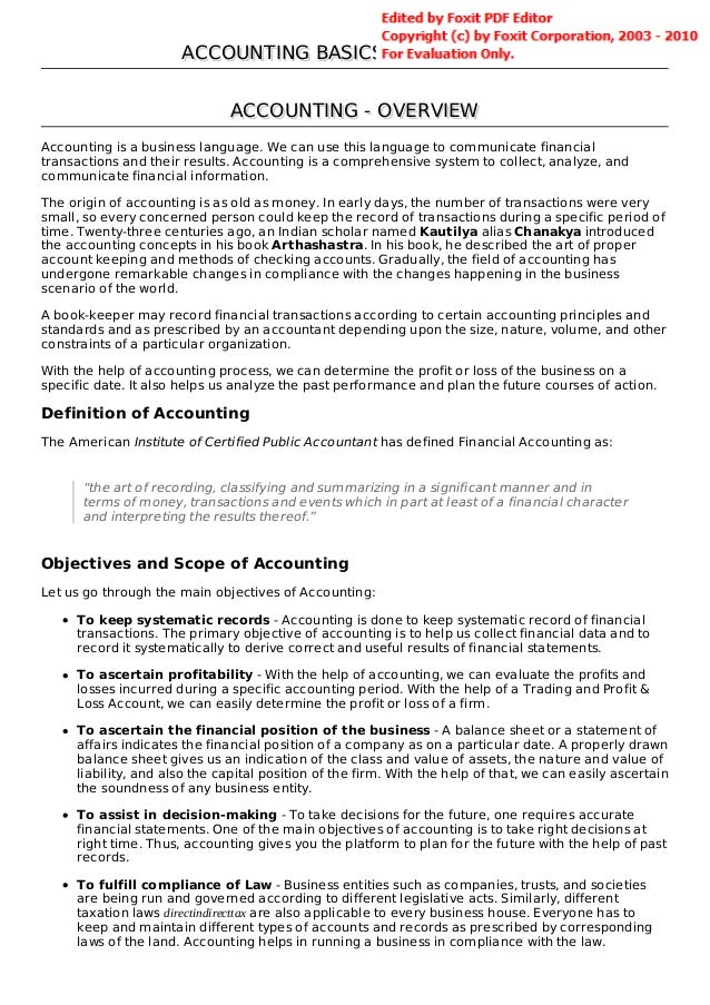 Basics of Accounting