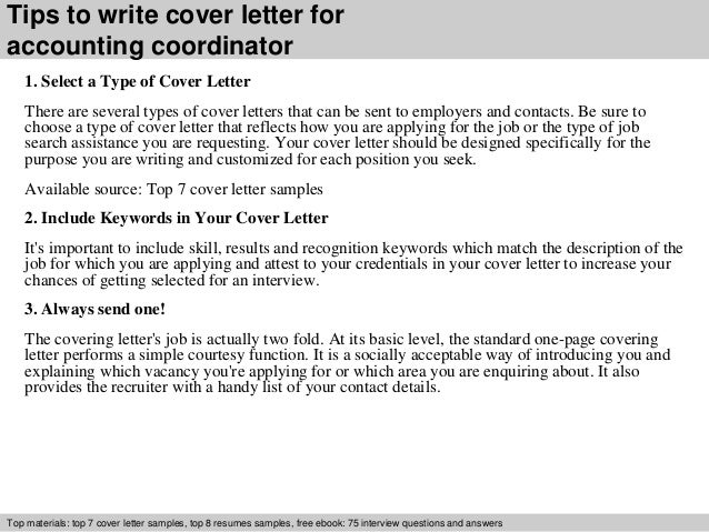 Accounting Coordinator Cover Letter