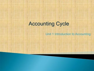 Accounting Cycle
Unit 1 Introduction to Accounting

 