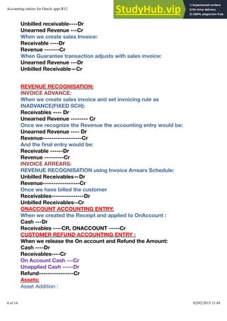 Accounting Entires For Oracle Apps R12 | PDF