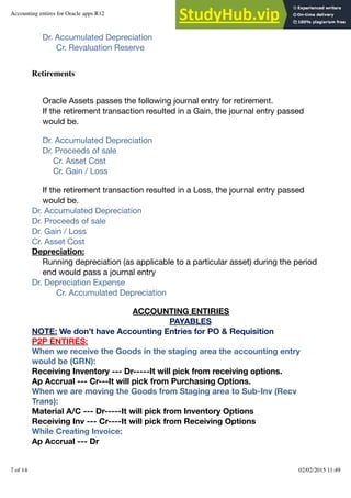 Accounting Entires For Oracle Apps R12 | PDF