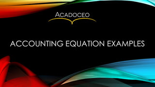 ACCOUNTING EQUATION EXAMPLES
 