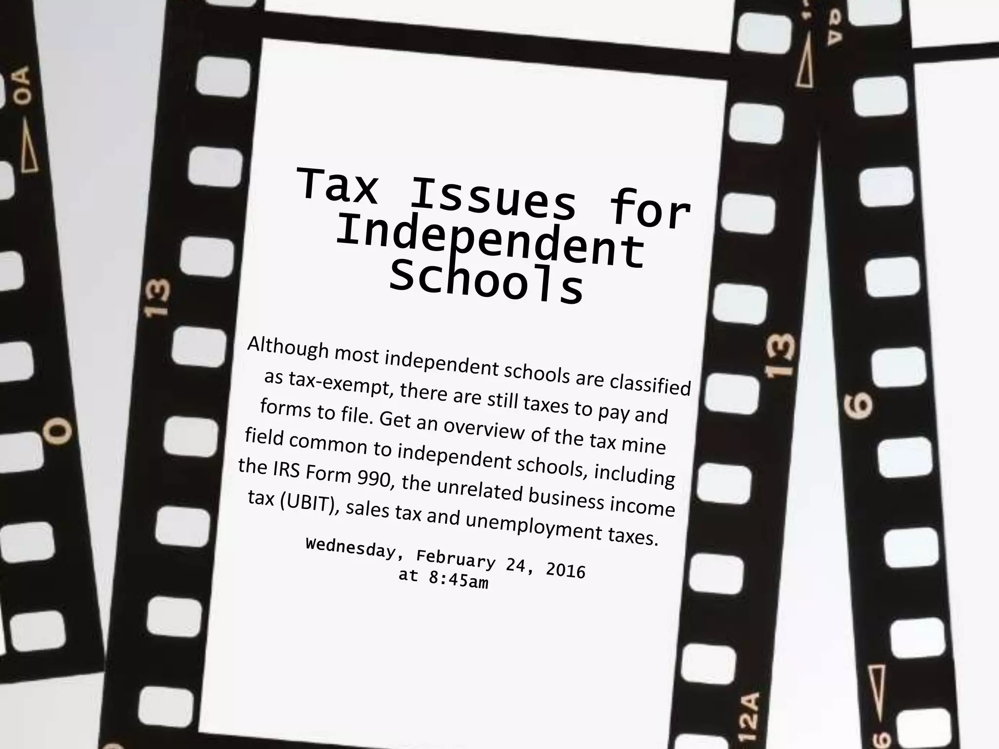 2016 National Business Officers Association (NBOA) Annual Meeting Accounting & Finance Track Sneak Peek