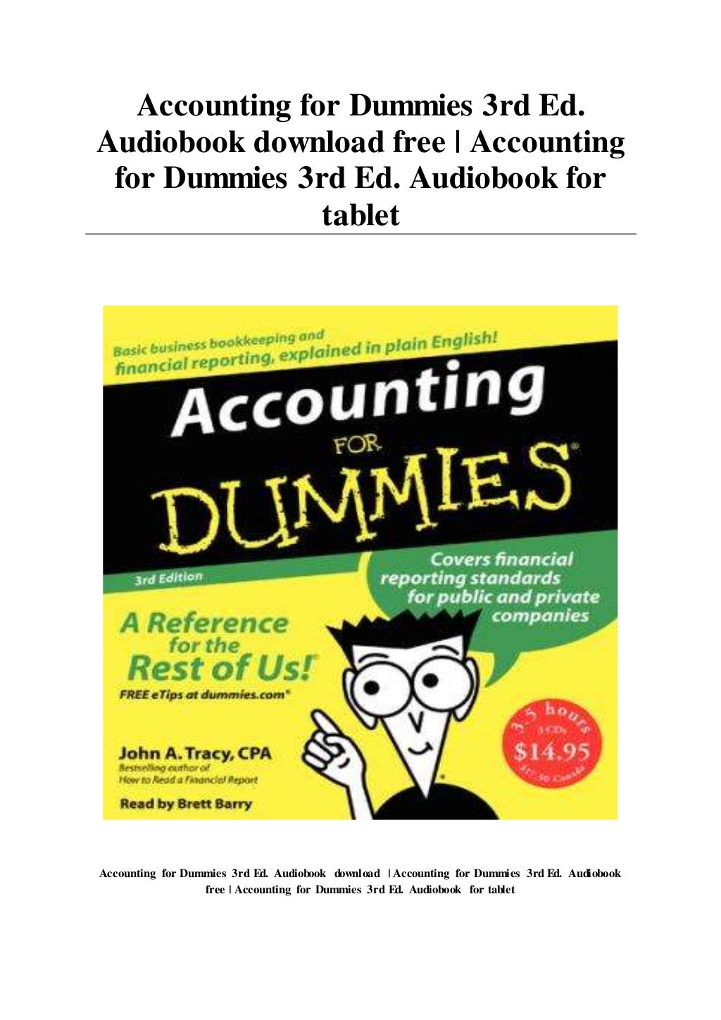 Accounting for Dummies 3rd Ed. Audiobook download free Accounting f…