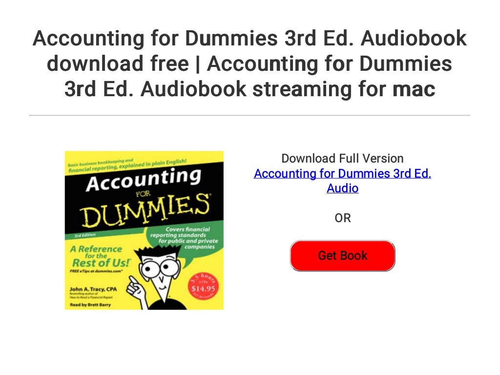 Accounting for Dummies 3rd Ed. Audiobook download free Accounting f…
