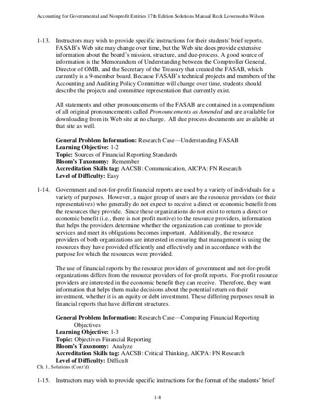 Accounting For Governmental And Nonprofit Entities 17th - 