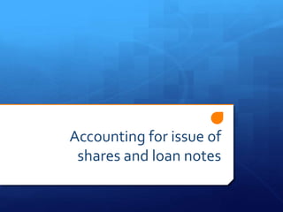 Accounting for issue of
shares and loan notes
 