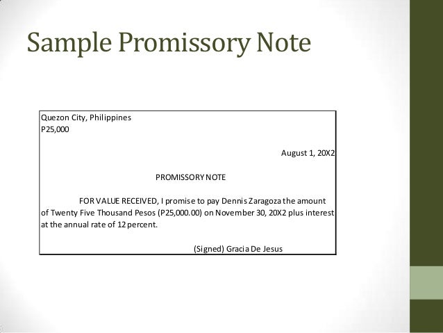sample of promissory note
