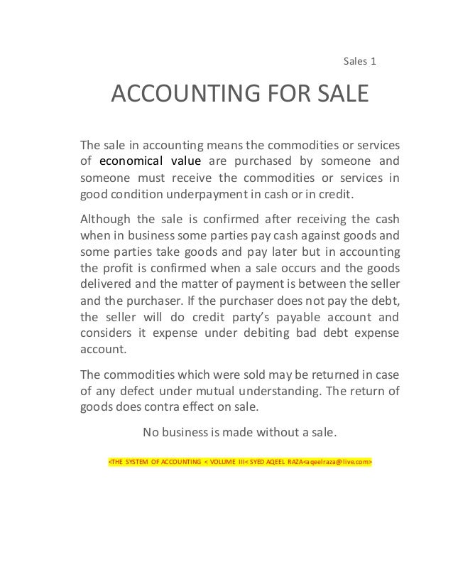 Accounting for sale