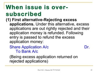 Excess Application Accounting for share capital | PPT