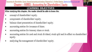 Accounting for Shareholders’ Equity, Financial accounting and analysis, Prepared by Tr. Pralhad Sapkota, Sapkota Academy on you tube
Chapter – 11(BBS) : Accounting for Shareholders’ Equity
 