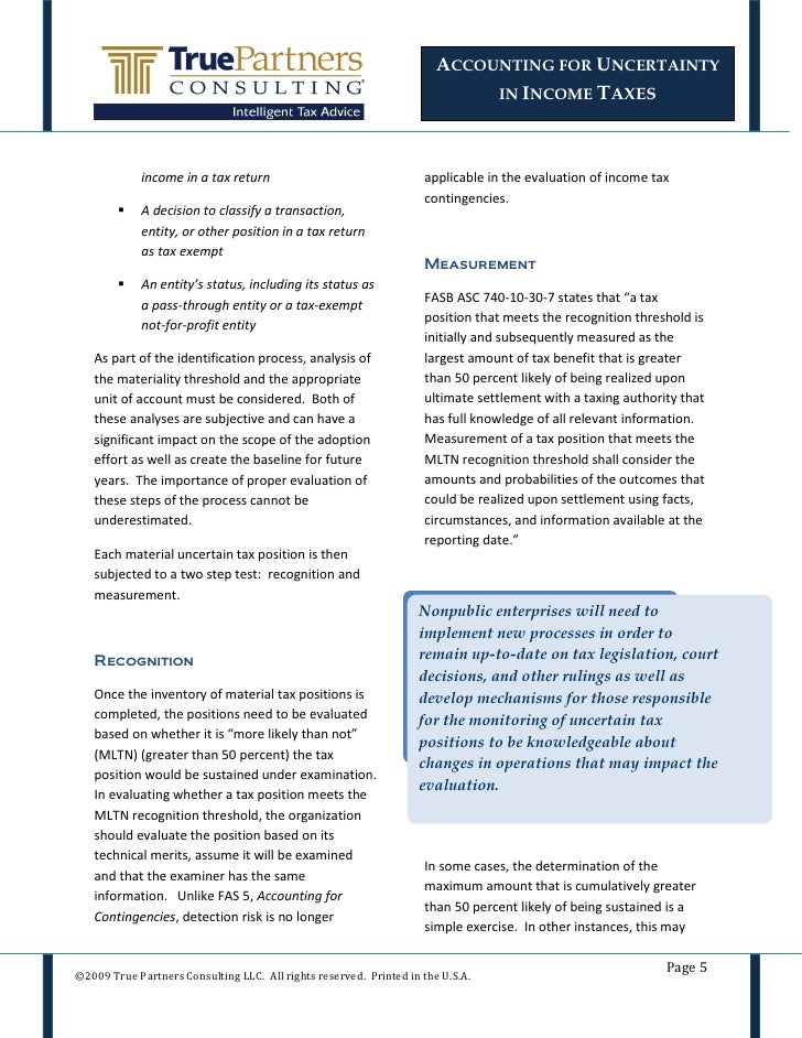 accounting for uncertainty in income tax nonpublic enterprises 91 solvency ratio formula analysis