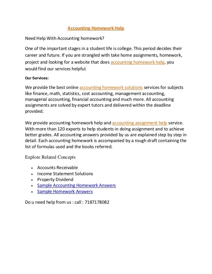 Accounting Homework Solutions