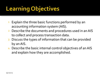 Accounting information systems overview of business processes | PPT