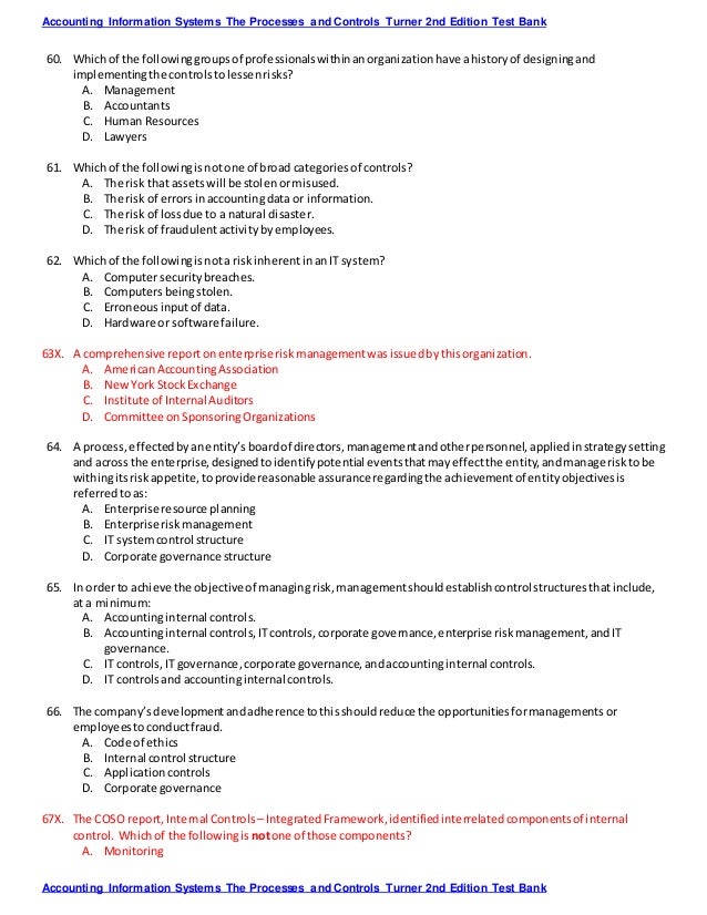 Accounting information systems the processes and controls turner 2nd
