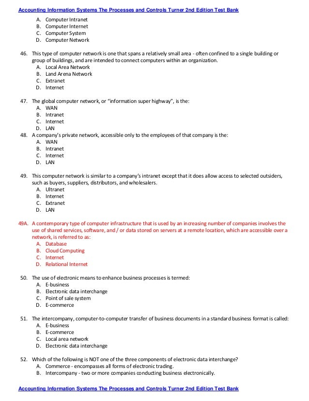 Accounting information systems the processes and controls turner 2nd