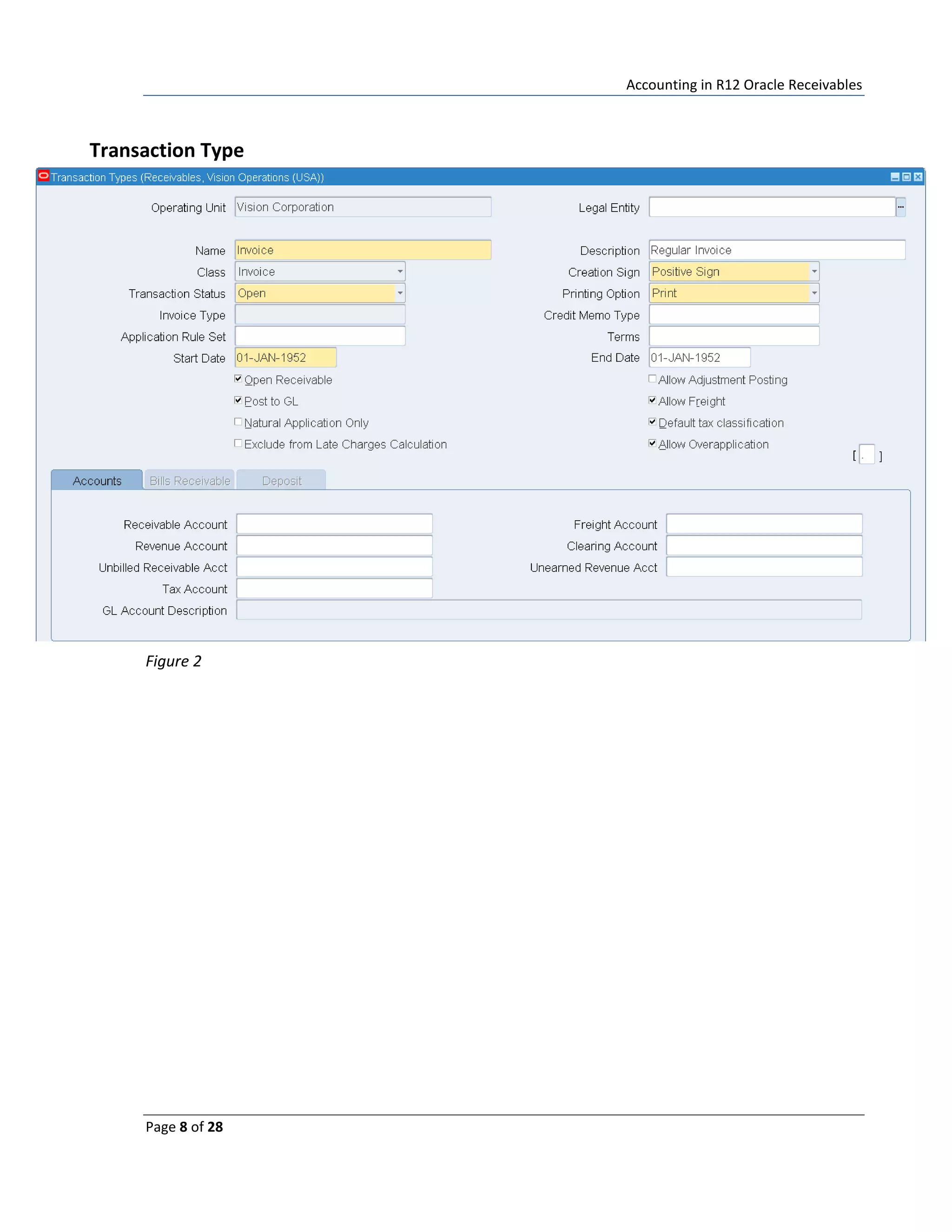 Accounting in R12 Oracle Receivables
Page 8 of 28
Transaction Type
Figure 2
 