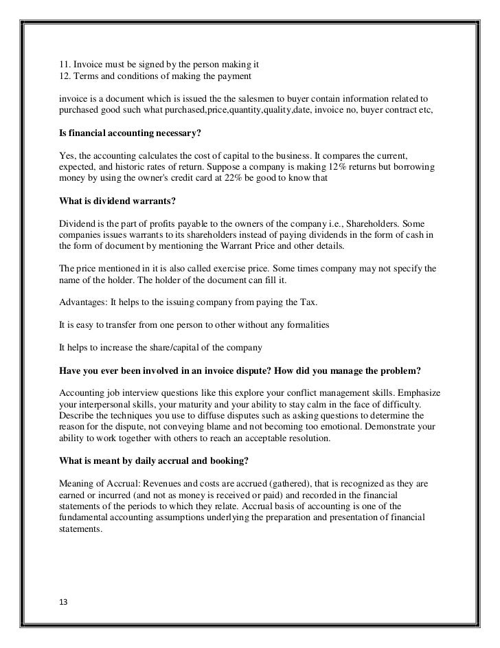 preparation for accounts interview