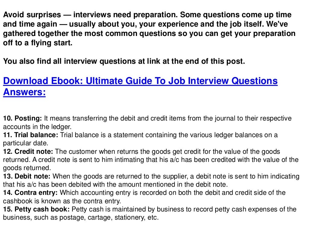 Accounting Interview Questions Answers Accounting Interview Questions Answers