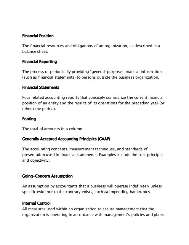 Accounting key terms