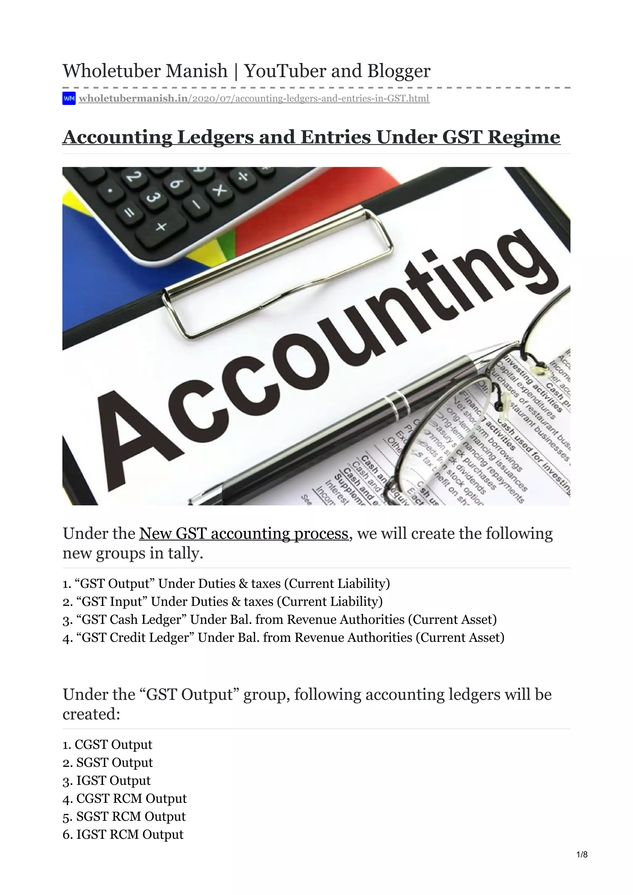 Gst Ledger Examples Accounting ledgers and entries in gst | PDF