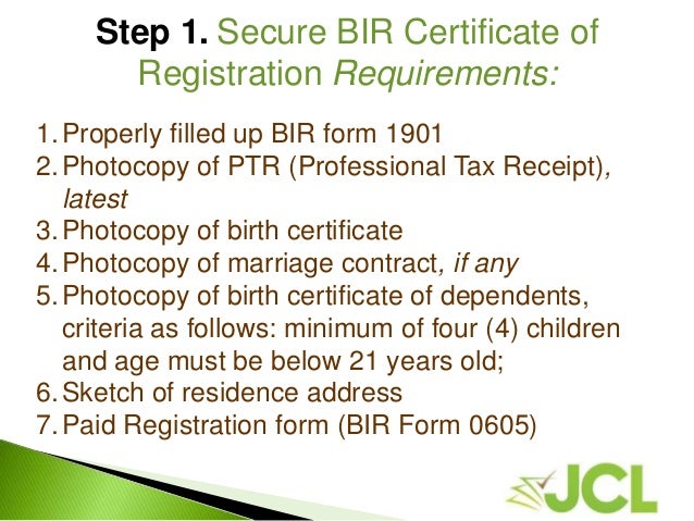 Bir registration process for professionals simplified accounting bp 