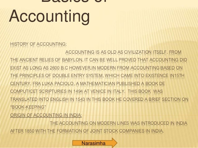 Origins of accounting and book keeping