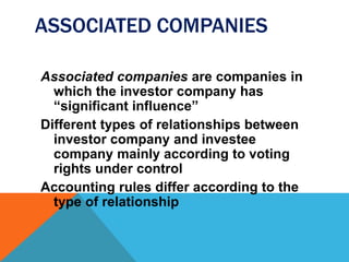 Associated Companies Examples IAS 27 Consolidated Financial Statements | PPTX