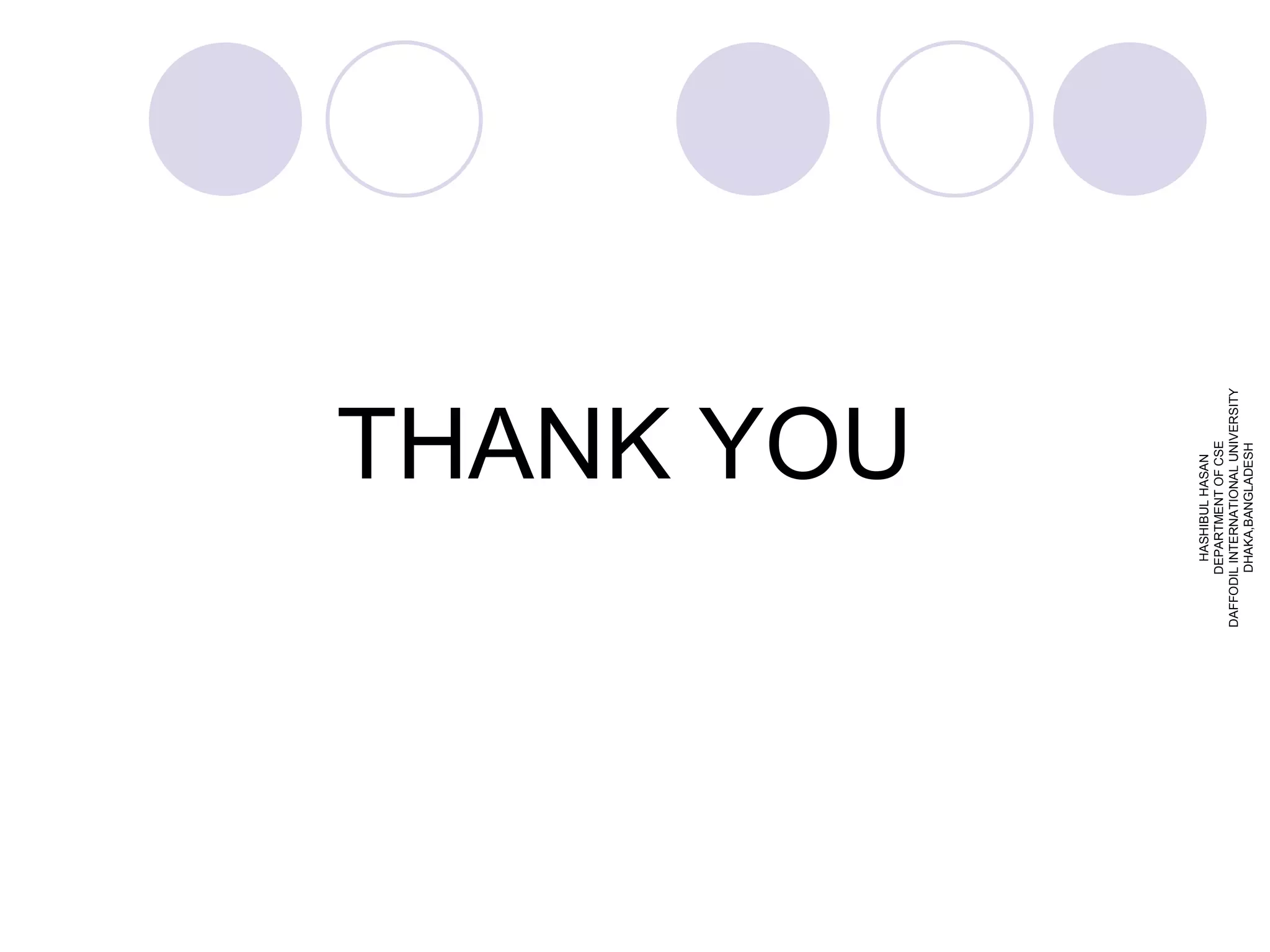 THANK YOU HASHIBUL HASAN DEPARTMENT OF CSE DAFFODIL INTERNATIONAL UNIVERSITY DHAKA,BANGLADESH 