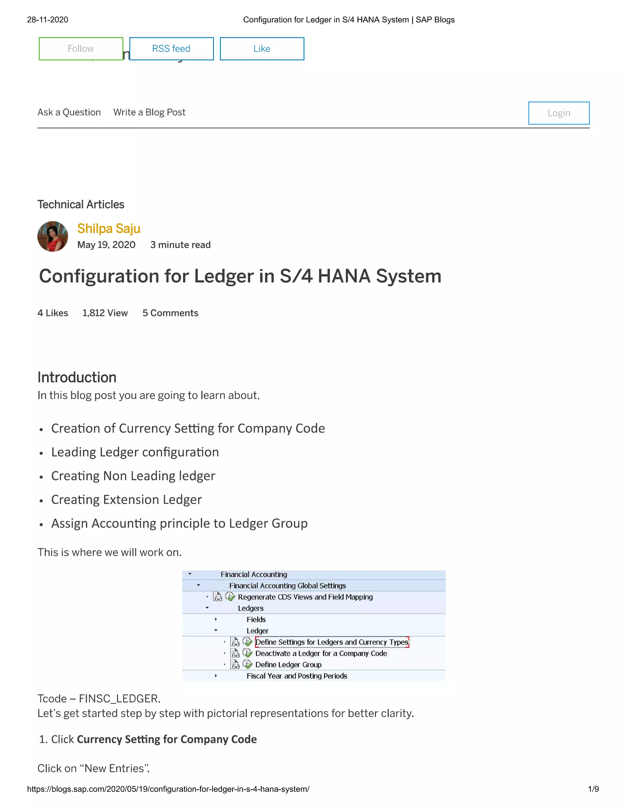 Accounting principle  configuration