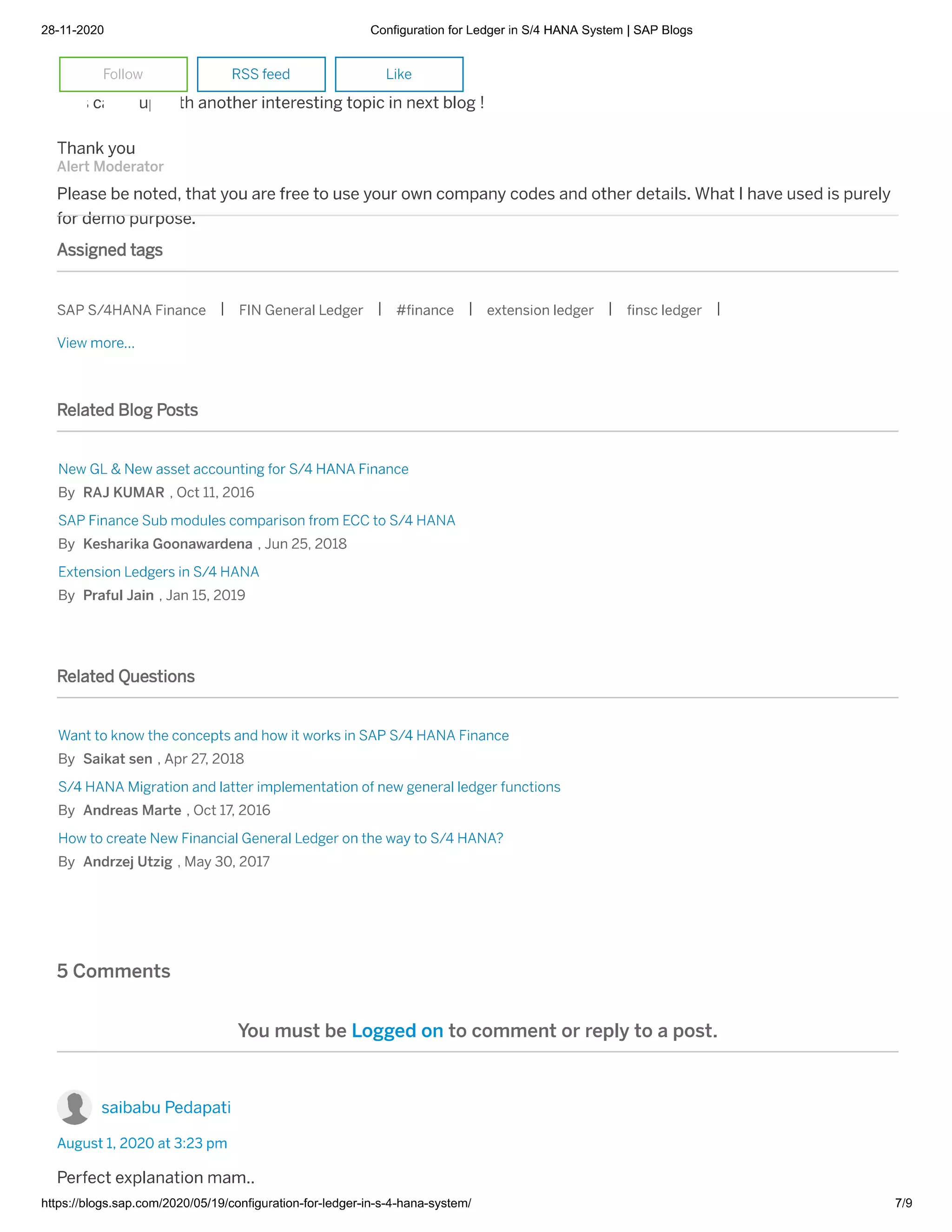 Accounting principle  configuration