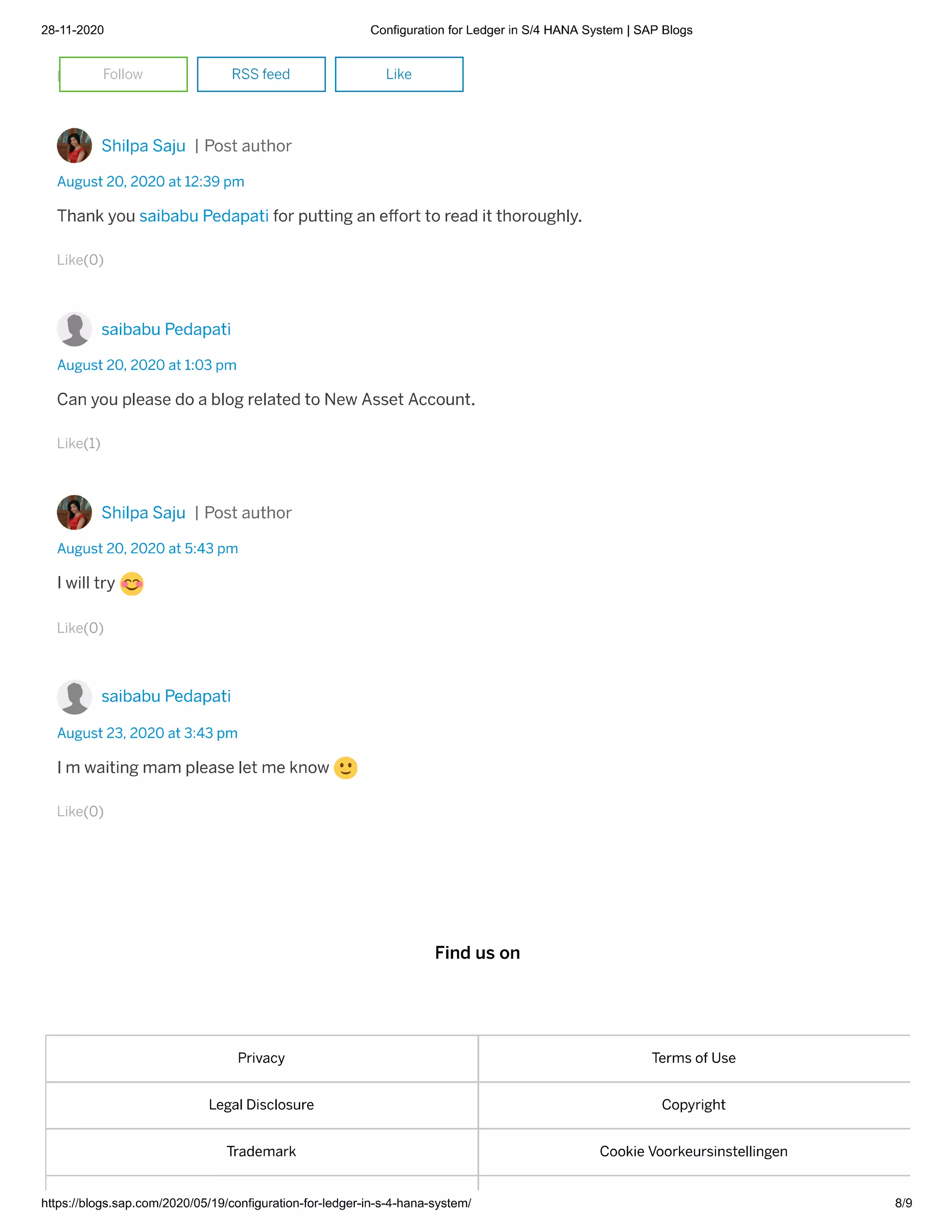 Accounting principle  configuration