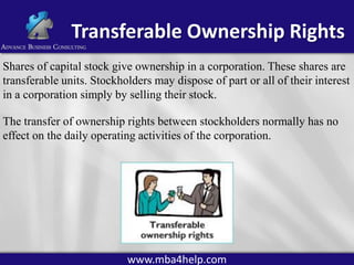Transferable Shares Accounting Principles-2b Corporations | PPTX
