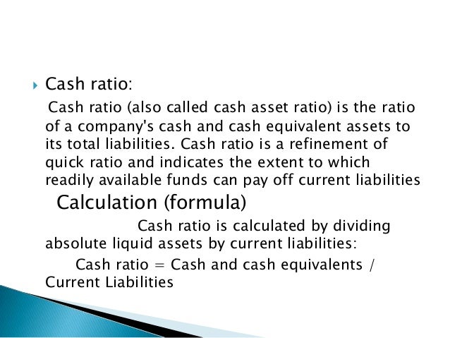 ratio analysis presentation cash ratio calculation