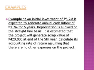 example of accounting rate of return