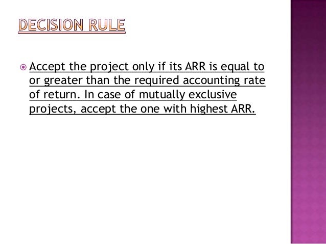Method Accounting Rate Of Return (arr)