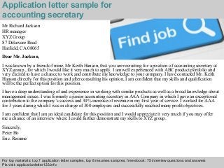 application letter for accounting secretary