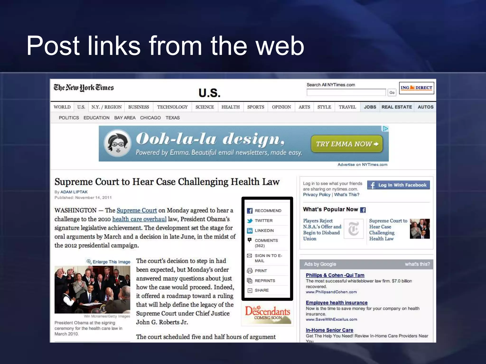 Post links from the web
 