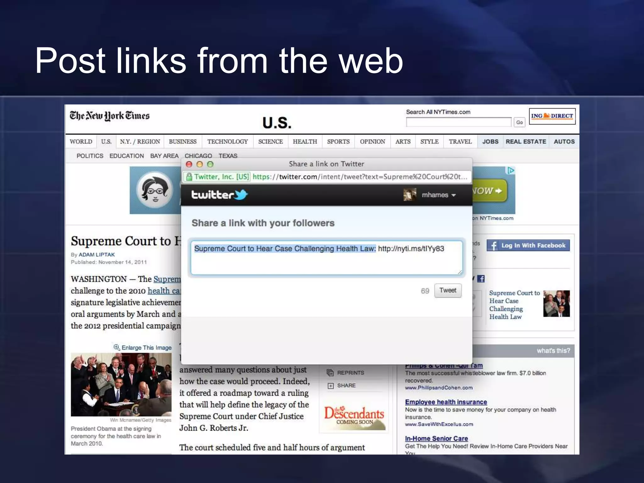 Post links from the web
 