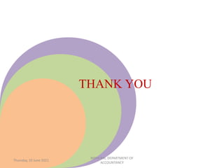 THANK YOU
Thursday, 10 June 2021
NIDHI RAI, DEPARTMENT OF
ACCOUNTANCY
 