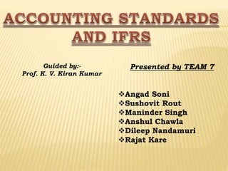 Guided by:-
Prof. K. V. Kiran Kumar
Presented by TEAM 7
Angad Soni
Sushovit Rout
Maninder Singh
Anshul Chawla
Dileep Nandamuri
Rajat Kare
 