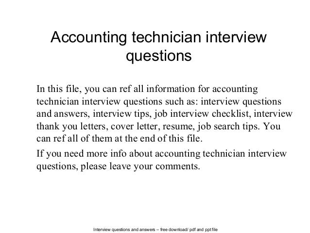 Accounting technician interview questions