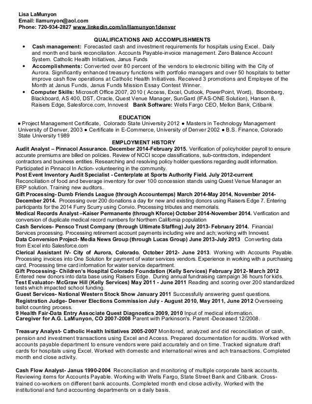 Department email resume treasury work