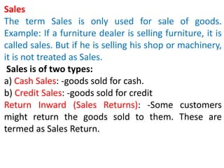 Sales Definition Normal Accounting terminology | PPT